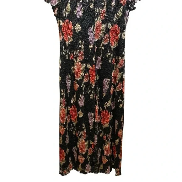 VGT RONNIE NICOLE by Ouida Dress Maxi Black Net Overlay Fairygoth Floral Size 16 - Picture 7 of 12